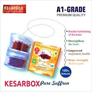 KesarBox Organic Kashmir Kesar | Pure and 100% Natural Saffron | Certified A1 Grade – Premium Threads | Finest Quality Saffron